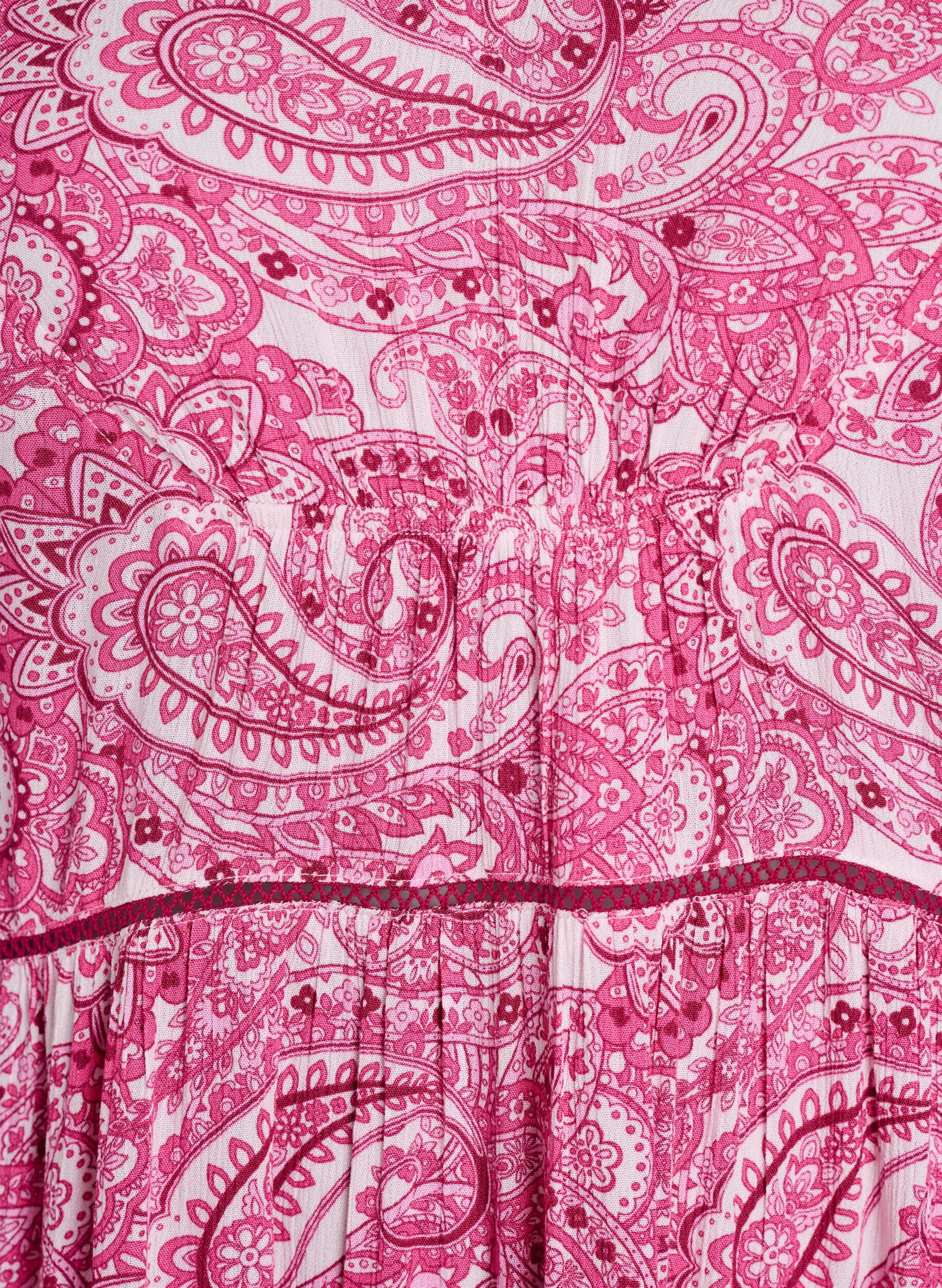 Zizzi Robe midi en viscose &agrave; motif, Rose, Packshot image number 2