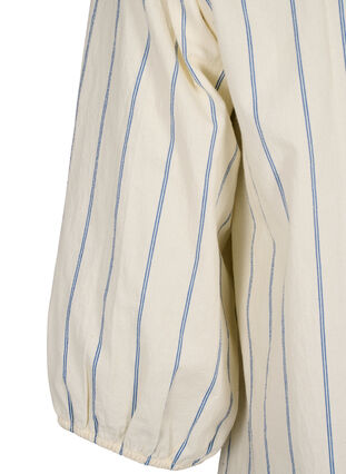 Katoenen blouse met 3/4 mouwen en strepen, Eggnog Stripe, Packshot image number 3