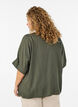 Blouse en viscose avec bordure crochet et boutons, Vert, Model image number 2