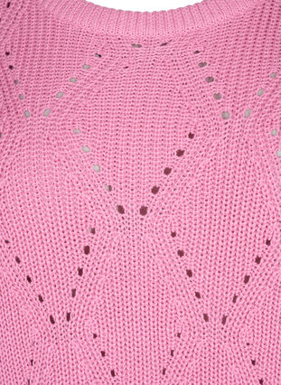 Chemisier en tricot avec manches 3/4 et motif de dentelle, Begonia Pink, Packshot image number 2