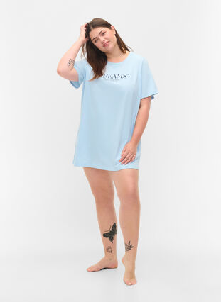 T-shirt de pyjama oversize en coton biologique, Cashmere Blue DREAMS, Model image number 3