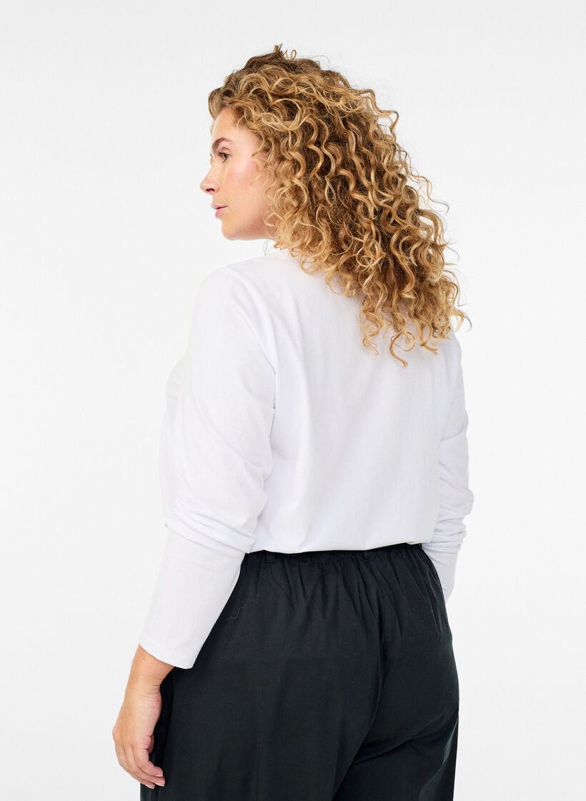 Basic jersey top met lange mouwen, Wit, Model image number 2