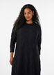 Robe midi &agrave; texture ondul&eacute;e et manches longues, Noir, Model image number 2