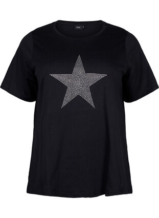 T-shirt avec rivets en coton biologique, Black Star , Packshot image number 0