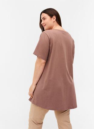T-shirt long à manches courtes en coton, Deep Taupe, Model image number 1