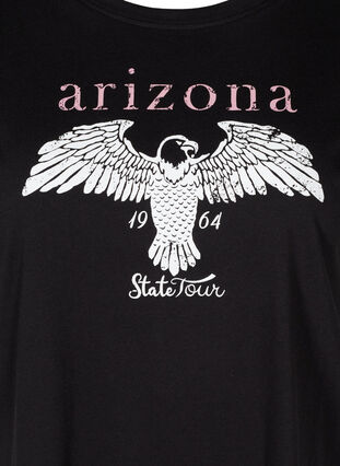 T-shirt en coton à manches courtes avec imprimé, Black w. Arizona , Packshot image number 2
