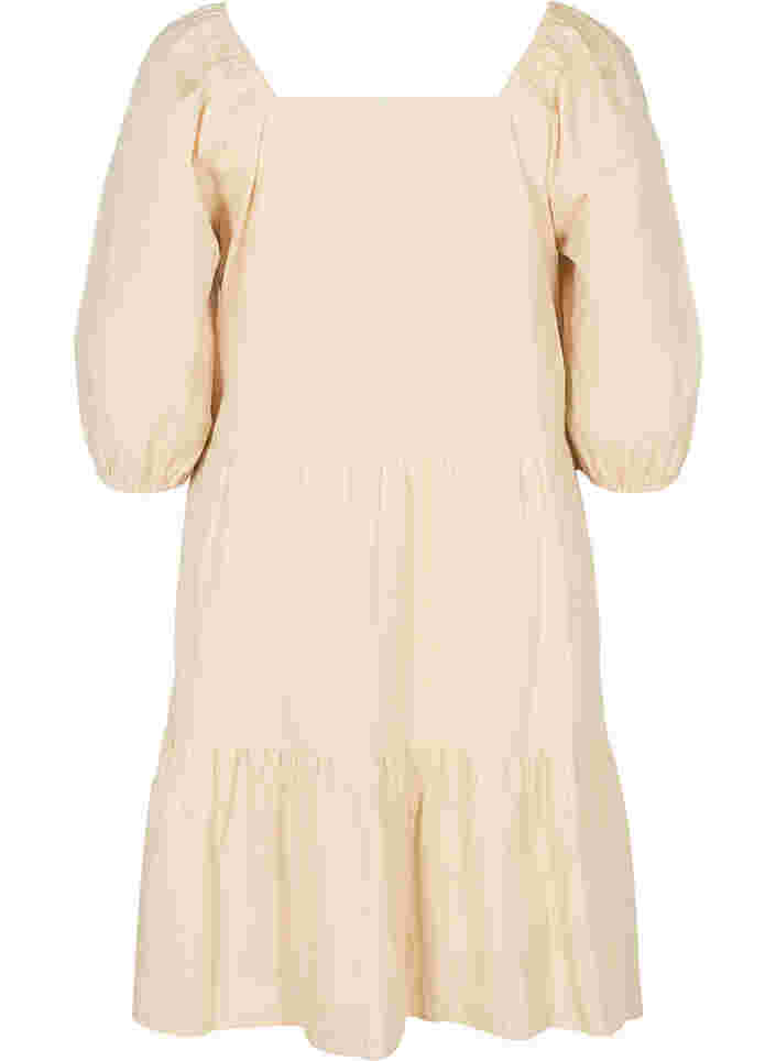 Katoenen jurk met a-lijn en ballonmouwen, Pink Tint, Packshot image number 1