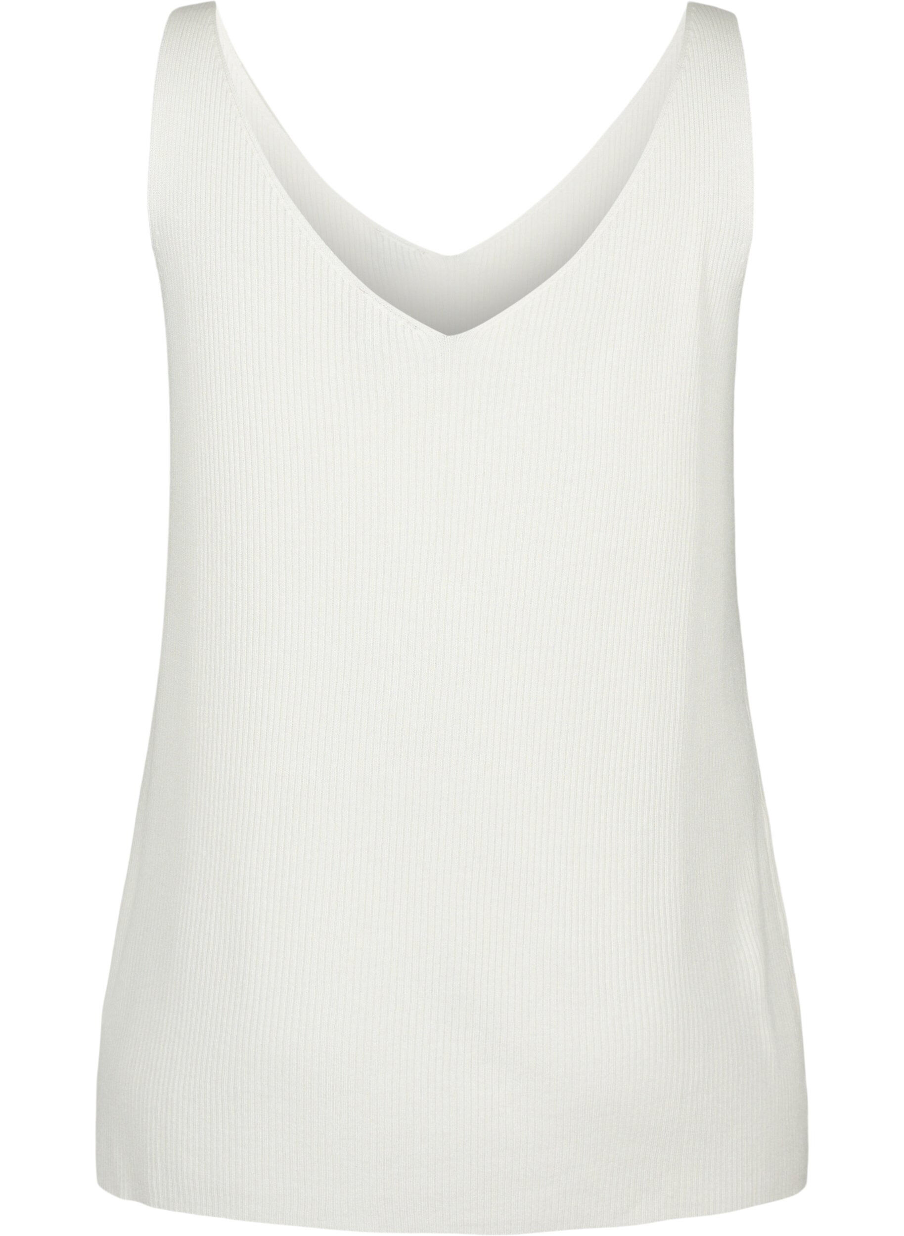 ZizziGebreide top met v-hals, Cloud Dancer, Packshot image number 1