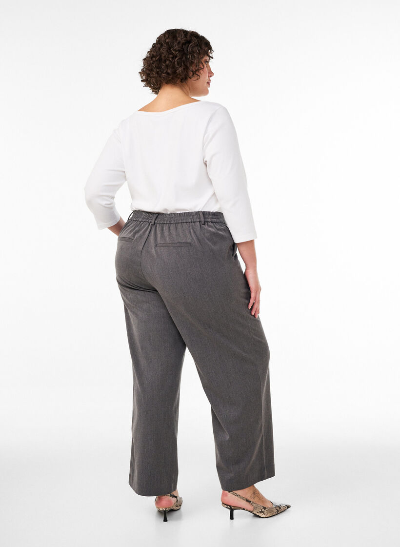 Hoogtailleerde pantalon met rechte pasvorm, Grijs, Model image number 1
