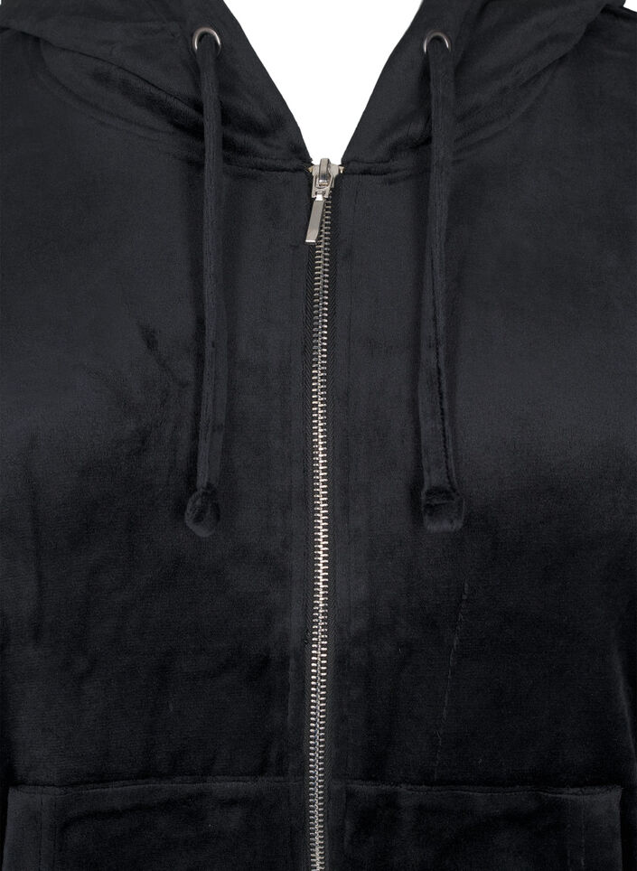 Cardigan en velours à capuche, Black, Packshot image number 2