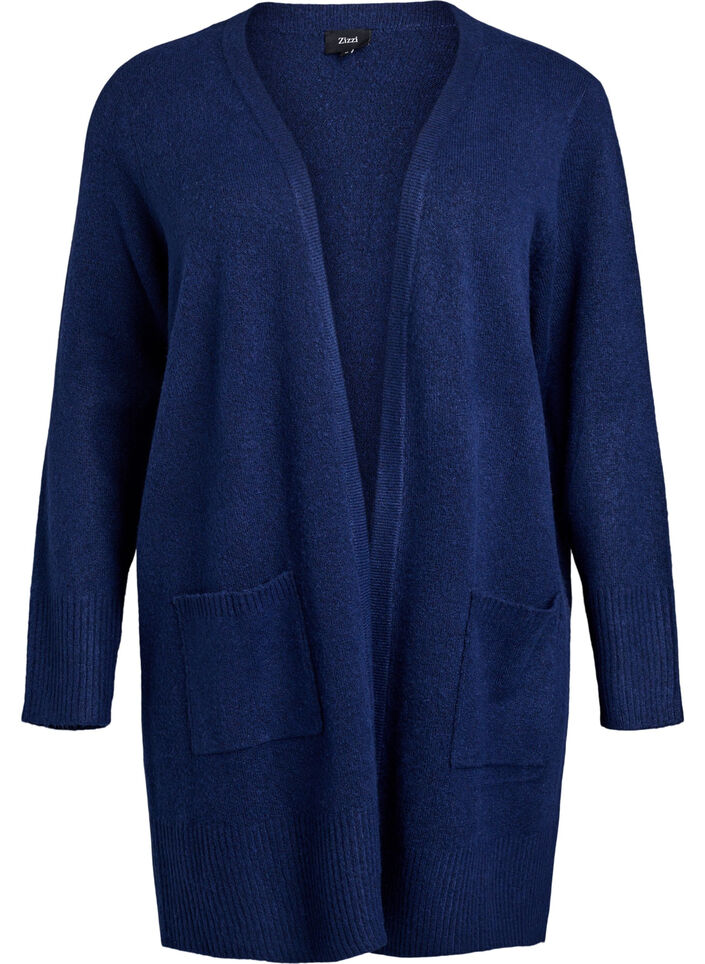 Cardigan en tricot c&ocirc;tel&eacute; avec poches, Bleu, Packshot image number 0