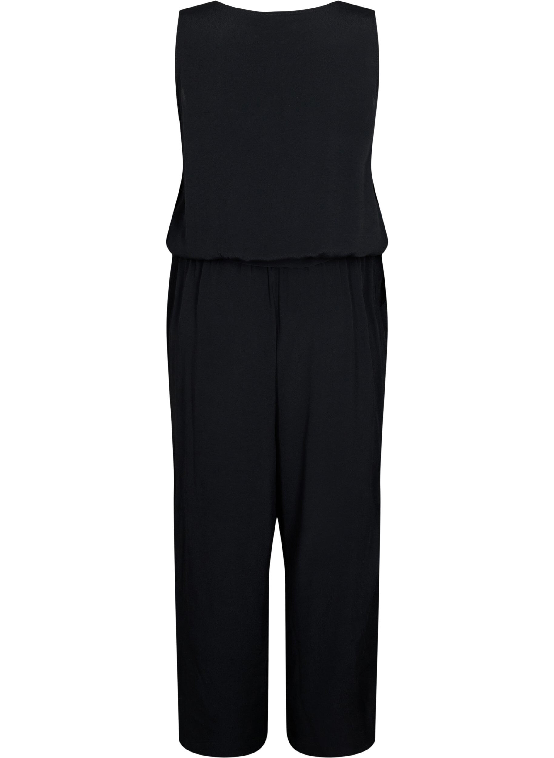 ZizziMouwloze jumpsuit van viscose, Black, Packshot image number 1