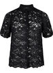 Kanten shirt met korte mouwen, Black, Packshot image number 0