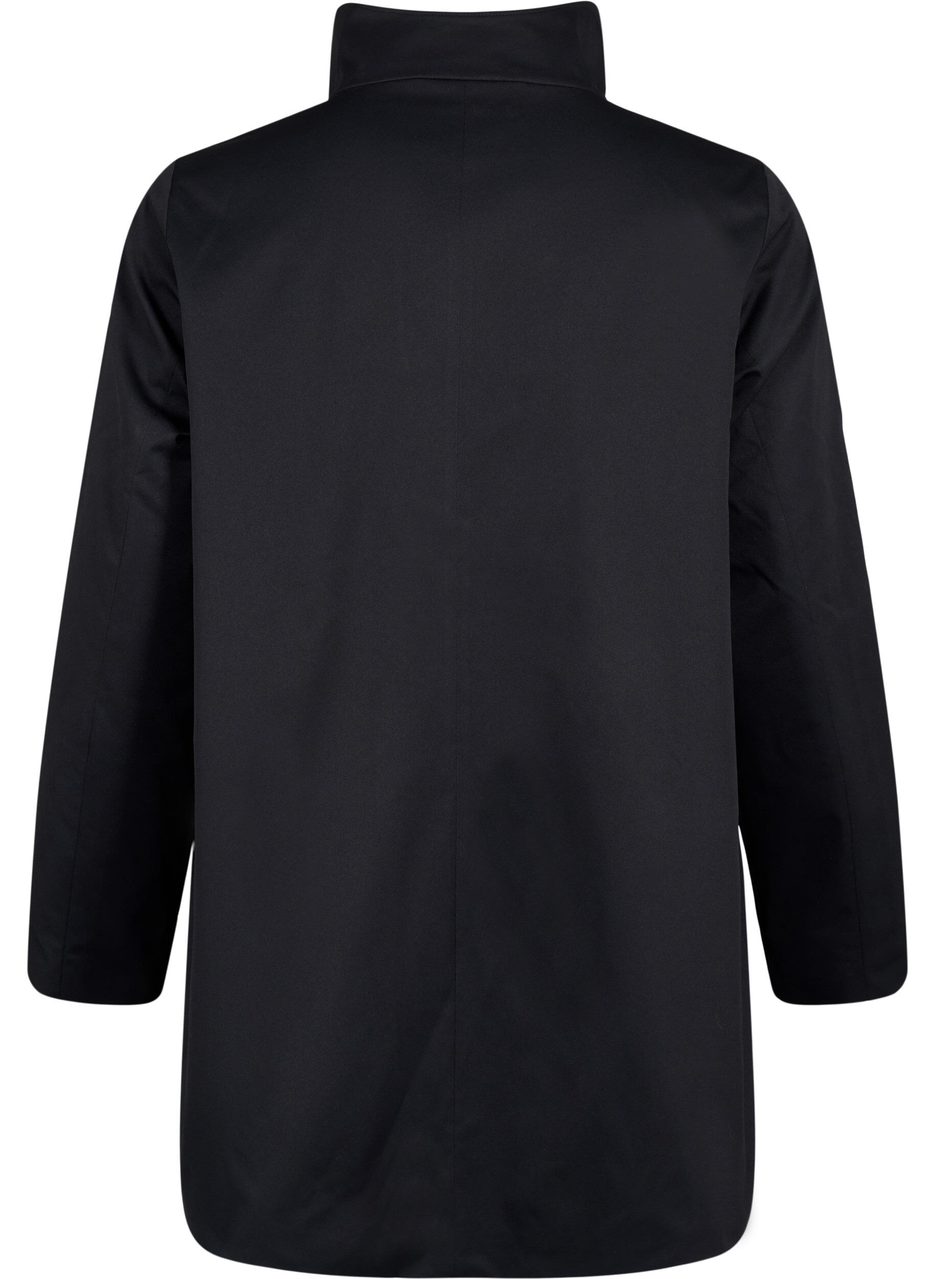 Zizzi Veste de printemps hydrofuge avec coupe en A, Noir, Packshot image number 1