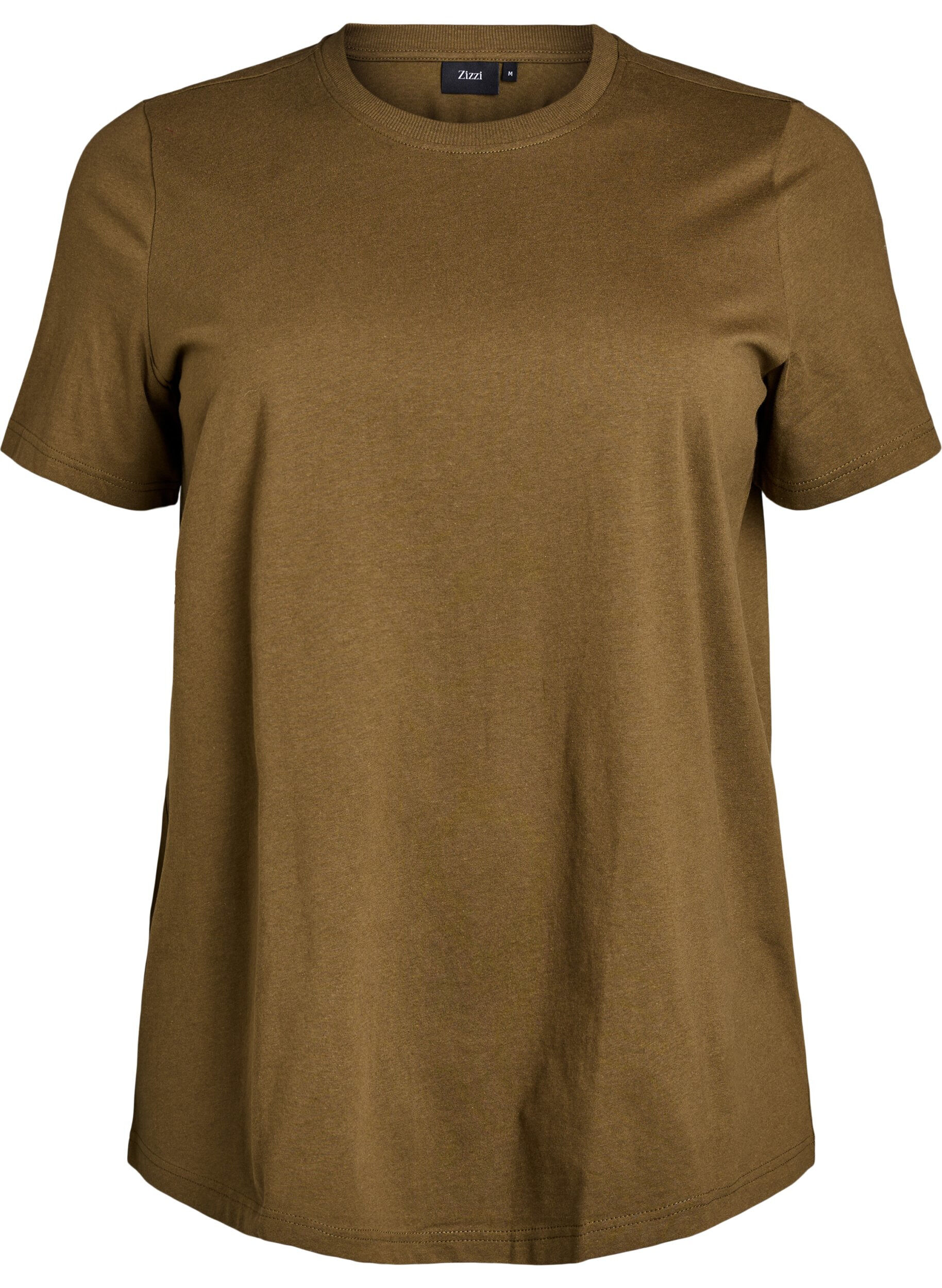 ZizziT-shirt basique en coton &agrave; col rond, Vert fonc&eacute;, Packshot image number 0