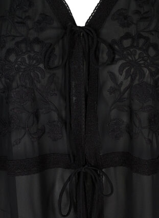 Kimono long à manches 3/4 et broderie, Black, Packshot image number 2