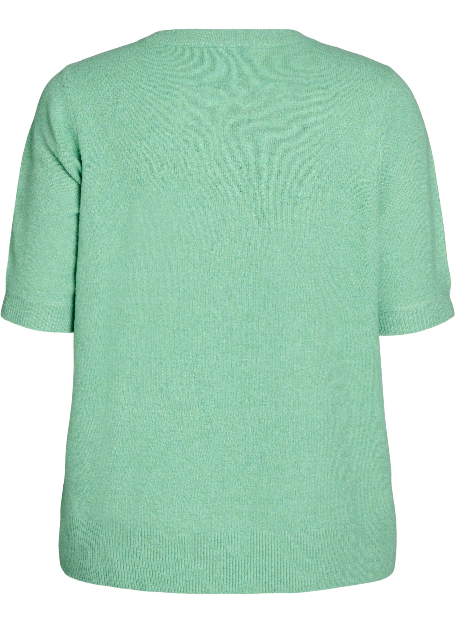 ZizziGebreide blouse met korte mouwen, Groen, Packshot image number 1