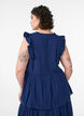 Blouse sans manches en mousseline de coton avec volants, Bleu, Model image number 2