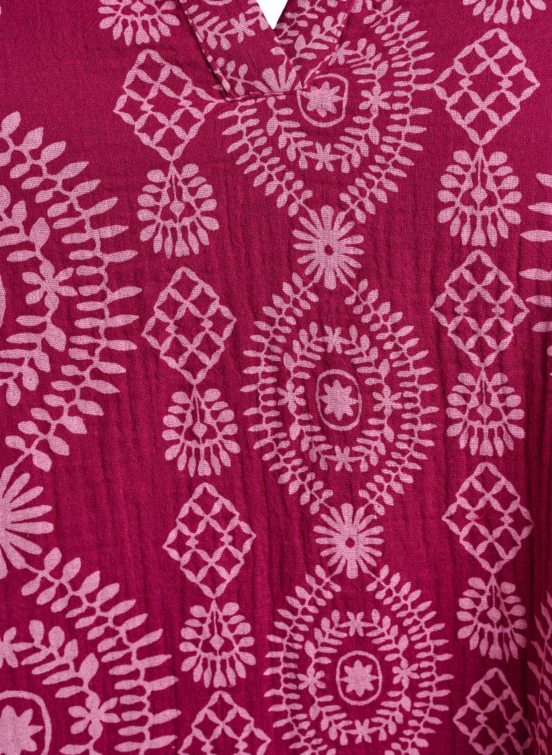 ZizziKorte jurk in katoen mousseline met een patroon, 9992, Packshot image number 2