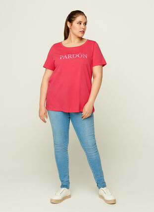 Katoenen t-shirt met print, Azalea, Model image number 2