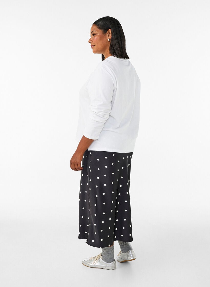 Jupe midi en satin, Noir, Model image number 1