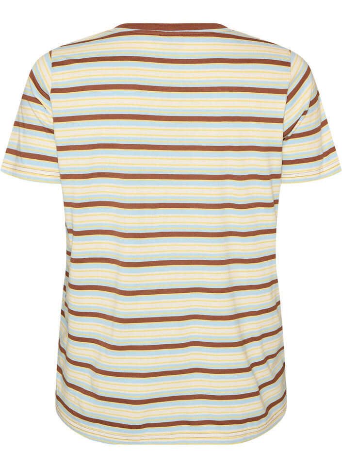 T-shirt &agrave; rayures en coton bio, Marron, Packshot image number 1