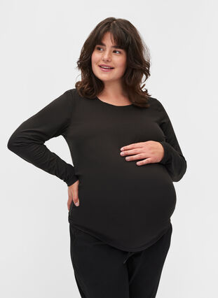 Blouse de grossesse basique à manches longues, Black, Model image number 0