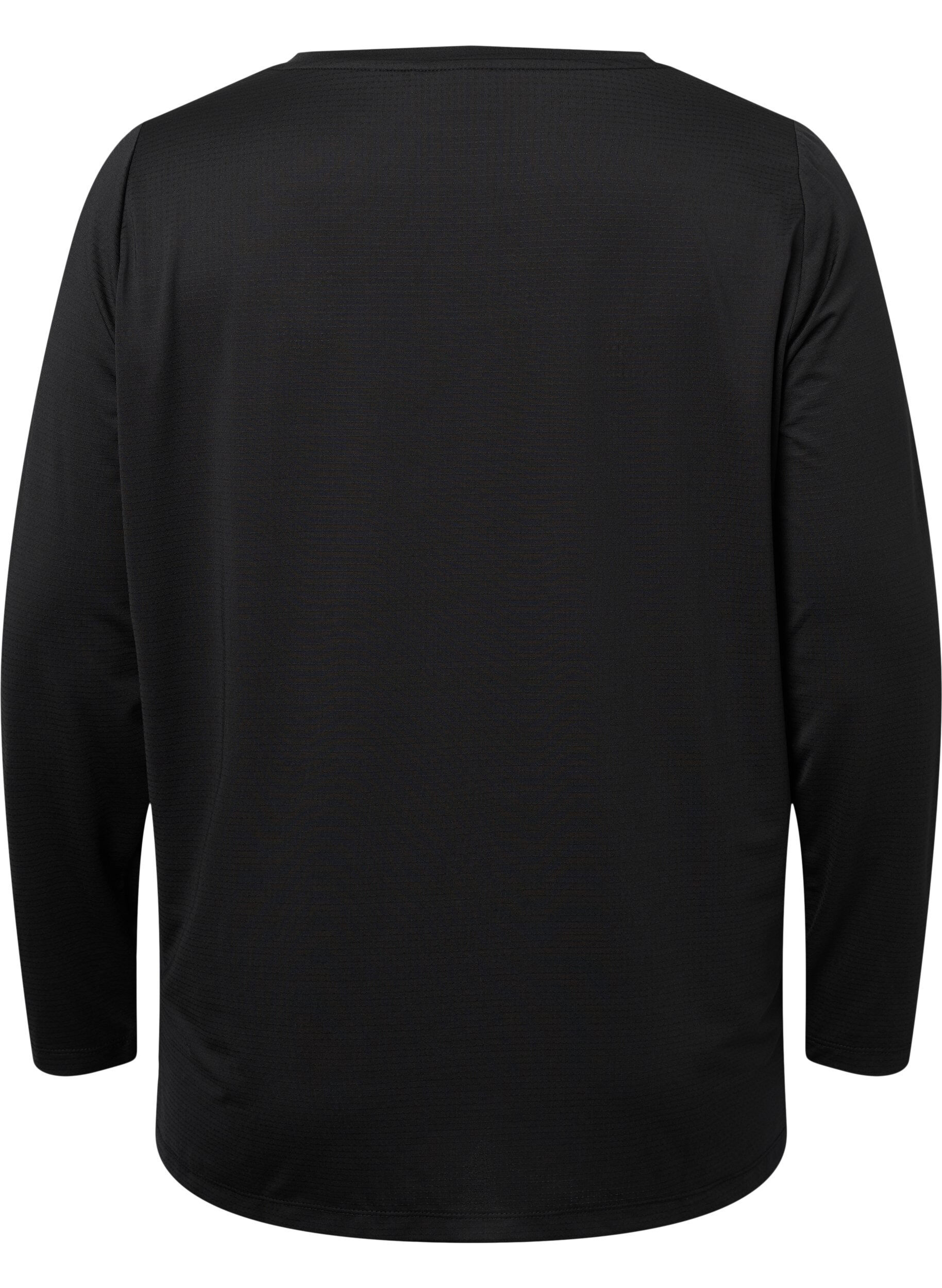 ZizziSportblouse met structuur en lange mouwen, Black, Packshot image number 1