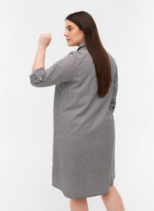 Gestreepte jurk in katoen, Black Stripe, Model image number 1