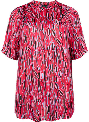 Tunique à manches courtes avec imprimé, Fuchsia Pink AOP, Packshot image number 0