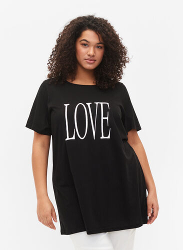 T-shirt oversize avec imprimé, Black W. Love, Model image number 0
