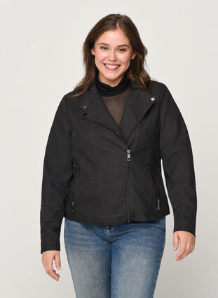 Short faux suede jacket, Black, Model image number 0