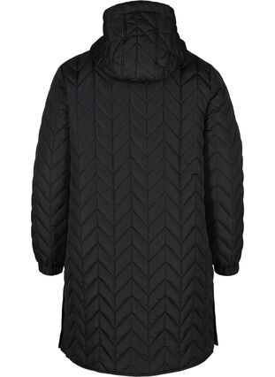 Gewatteerde jas met capuchon, Black, Packshot image number 1