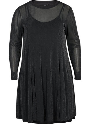 Robe scintillante à manches longues, Black, Packshot image number 0