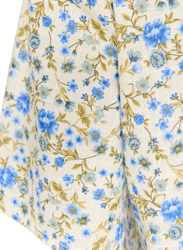 Katoenen shirt met korte mouwen en een V-hals, Blauw, Packshot