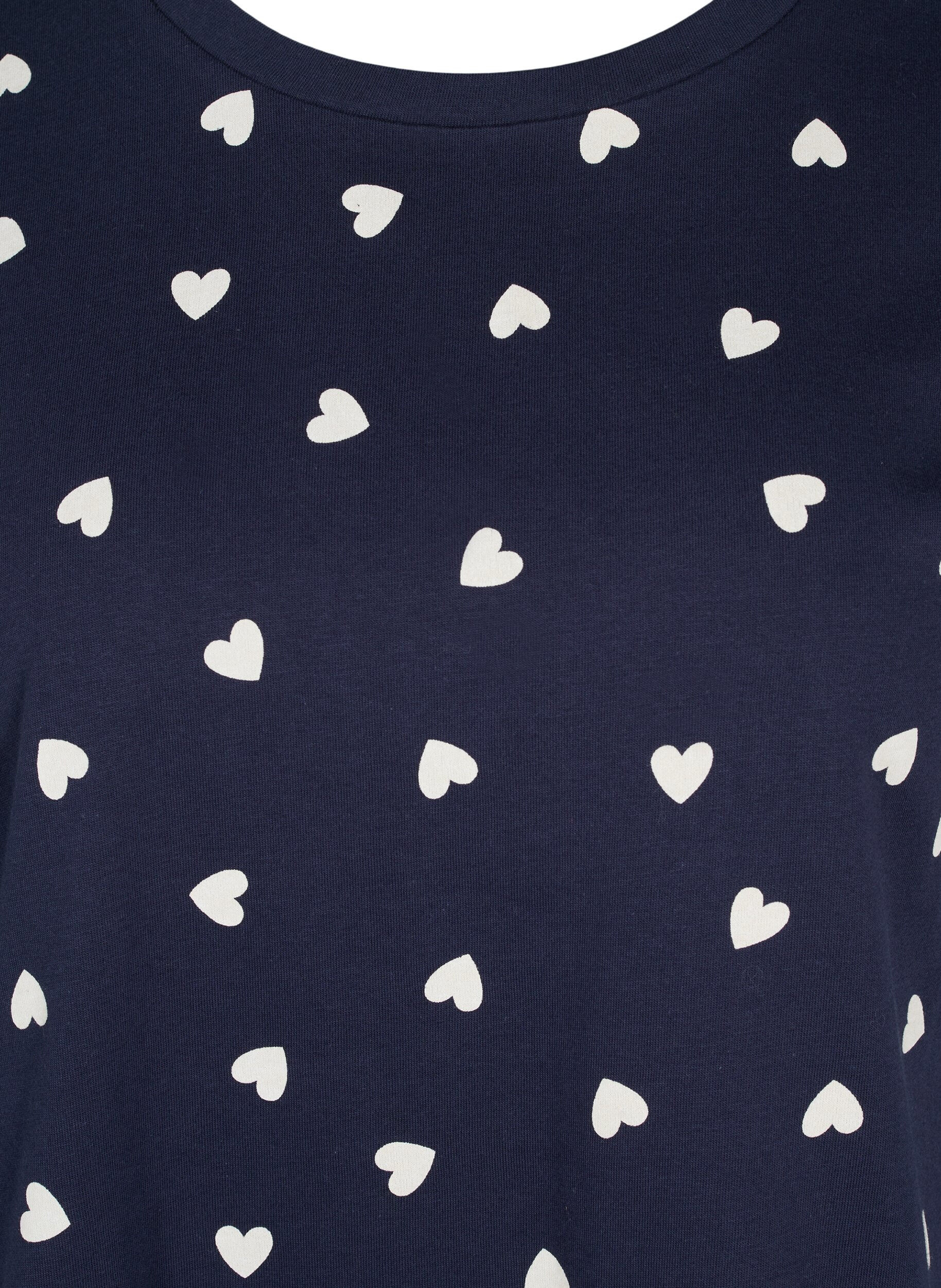 Zizzi Haut de pyjama &agrave; manches courtes en coton, Navy Blazer AOP, Packshot image number 2