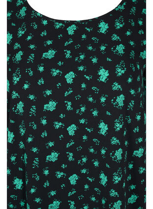 Robe de couleur unie à manches courtes, Green Flower AOP, Packshot image number 2