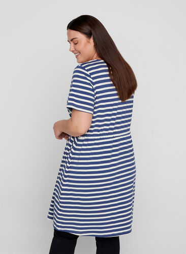 Tunique en coton à manches courtes, Twilight Blue/Stripe, Model image number 1
