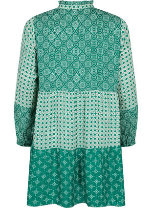 A-vorm jurk met patronen en uitsnijdingen, Green AOP, Packshot image number 1