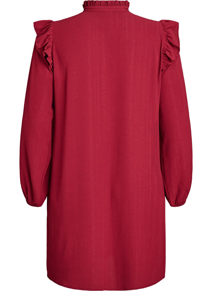 Robe courte &agrave; volants et paillettes, Bordeaux fonc&eacute;, Packshot image number 1
