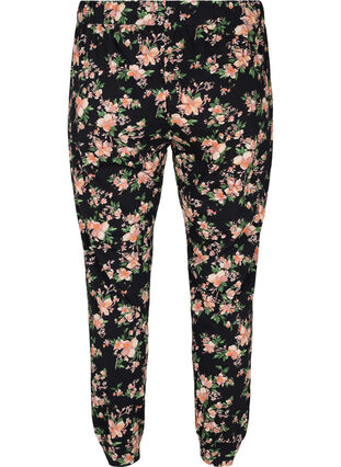 Pantalon de pyjama en coton avec imprimé floral, Black Flower, Packshot image number 1