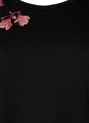 Chemise de nuit en coton à imprimé floral, Black, Packshot image number 2