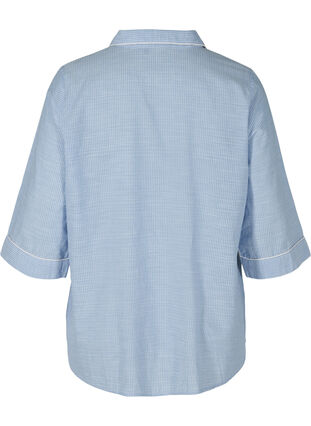 Chemise de nuit rayée en coton, White/Blue Stripe, Packshot image number 1