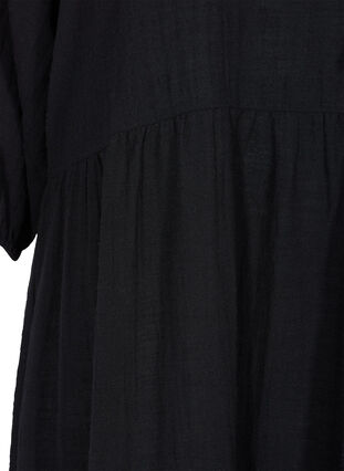 Robe en coton à manches 3/4 et détail de lien à nouer , Black, Packshot image number 3