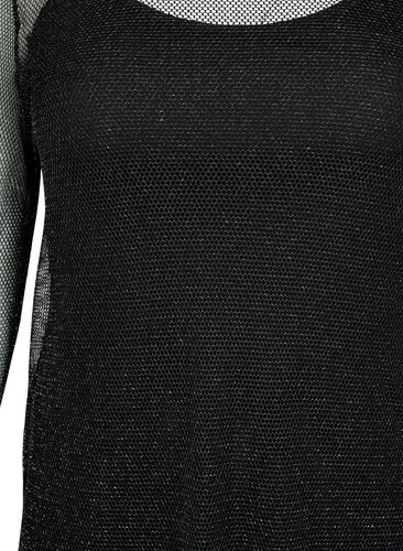 Robe filet à manches longues, Black w. Silver, Packshot image number 2