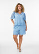 Short en dentelle taille haute avec poches, Bleu, Model image number 1