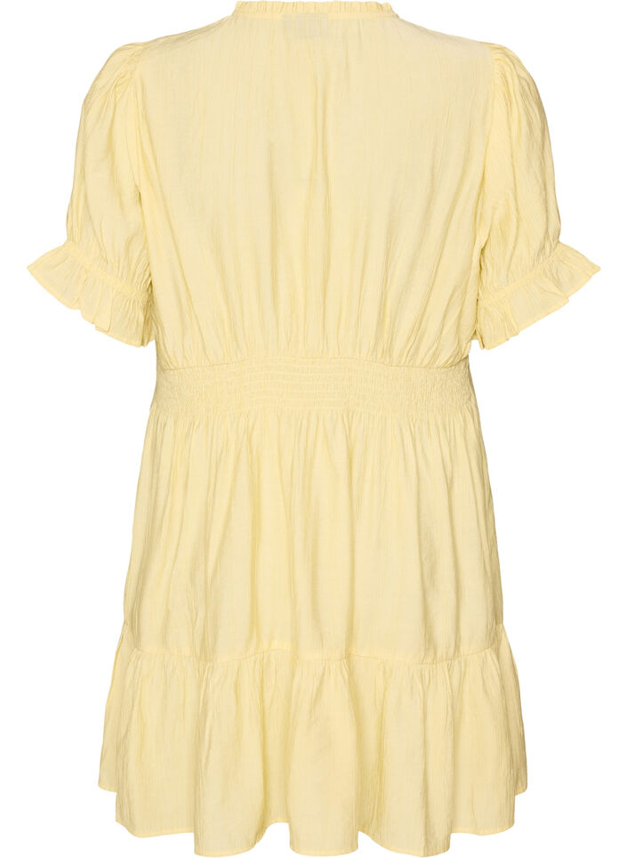 Robe courte en viscose avec volants, Jaune, Packshot image number 1