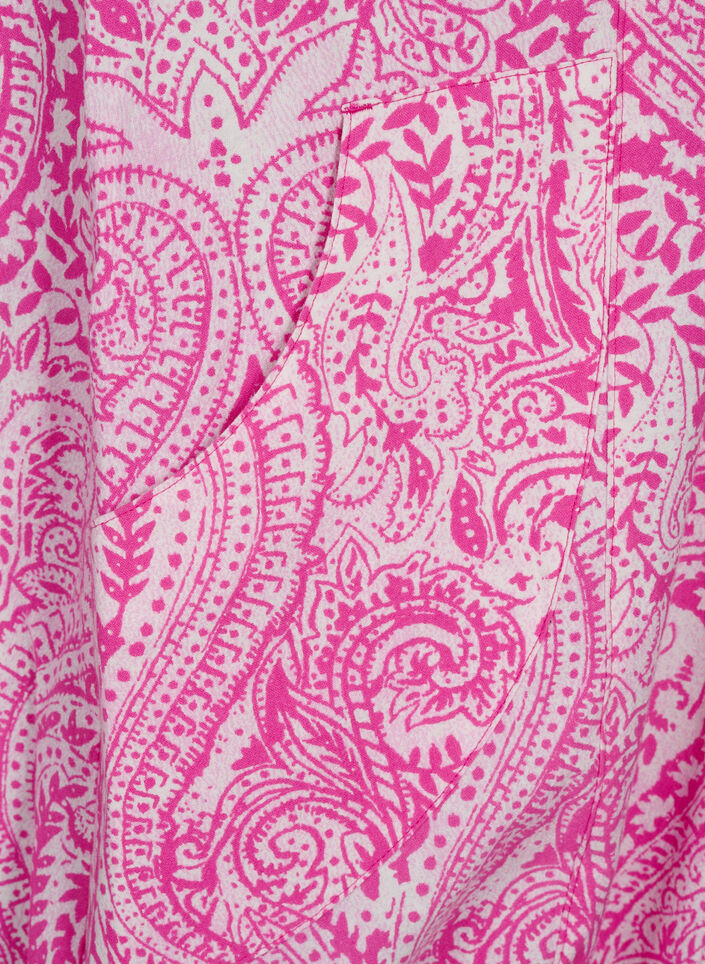 Robe en coton &agrave; manches courtes avec motifs cachemire imprim&eacute;s, Rose, Packshot image number 3