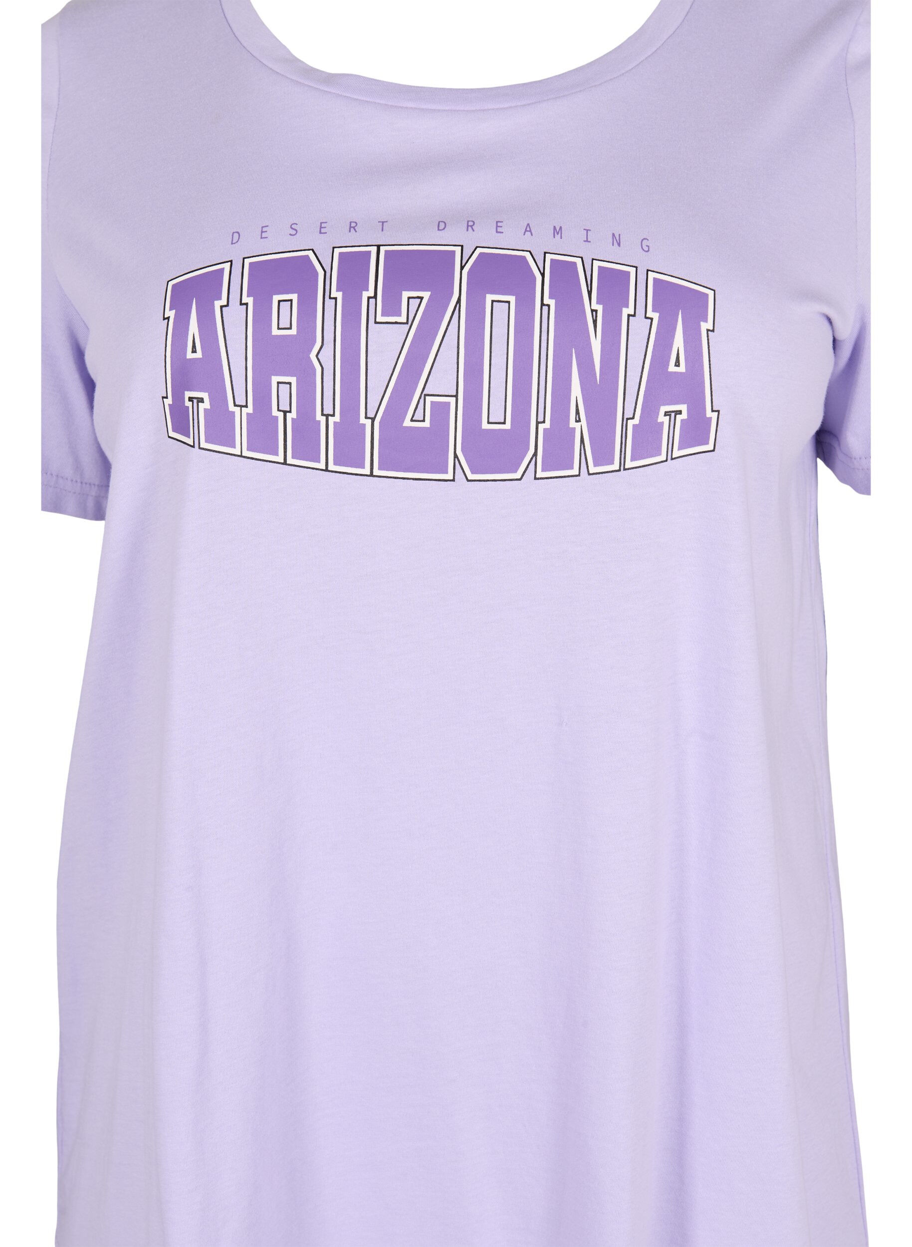 ZizziKatoenen t-shirt met printdetail, Lavender ARIZONA, Packshot image number 2