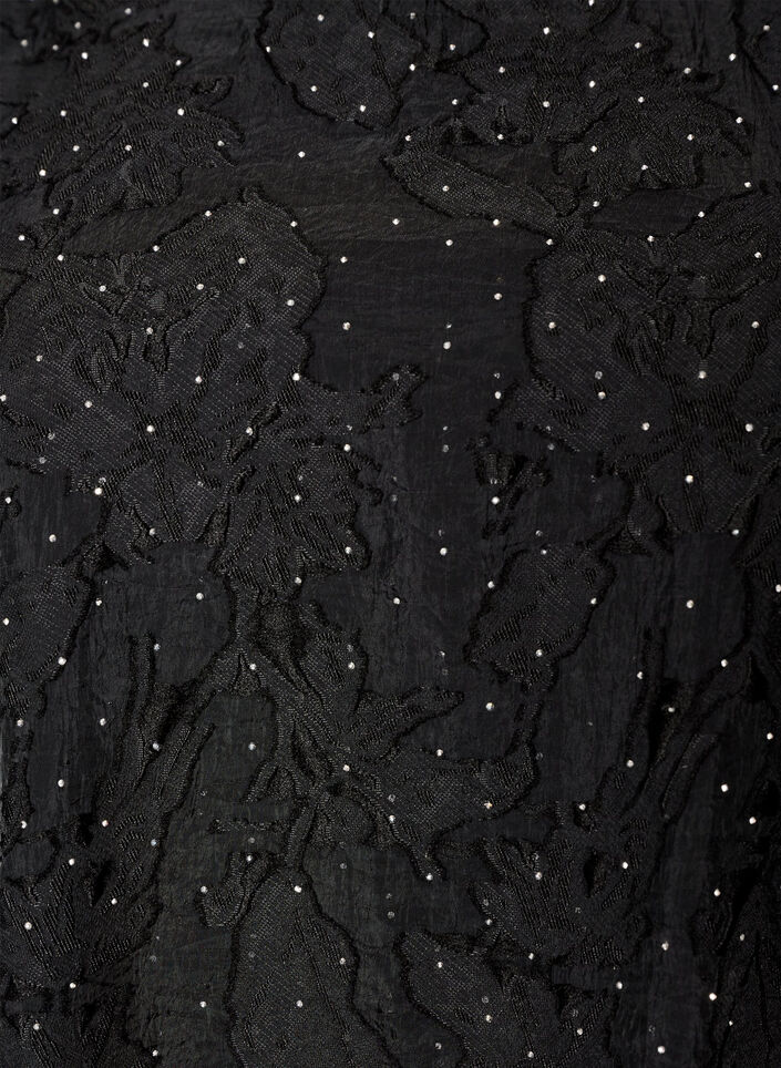 Blouse jacquard avec d&eacute;tails scintillants et manches bouffantes, Noir, Packshot image number 2